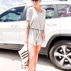 Pink lily ready for anything grey romper